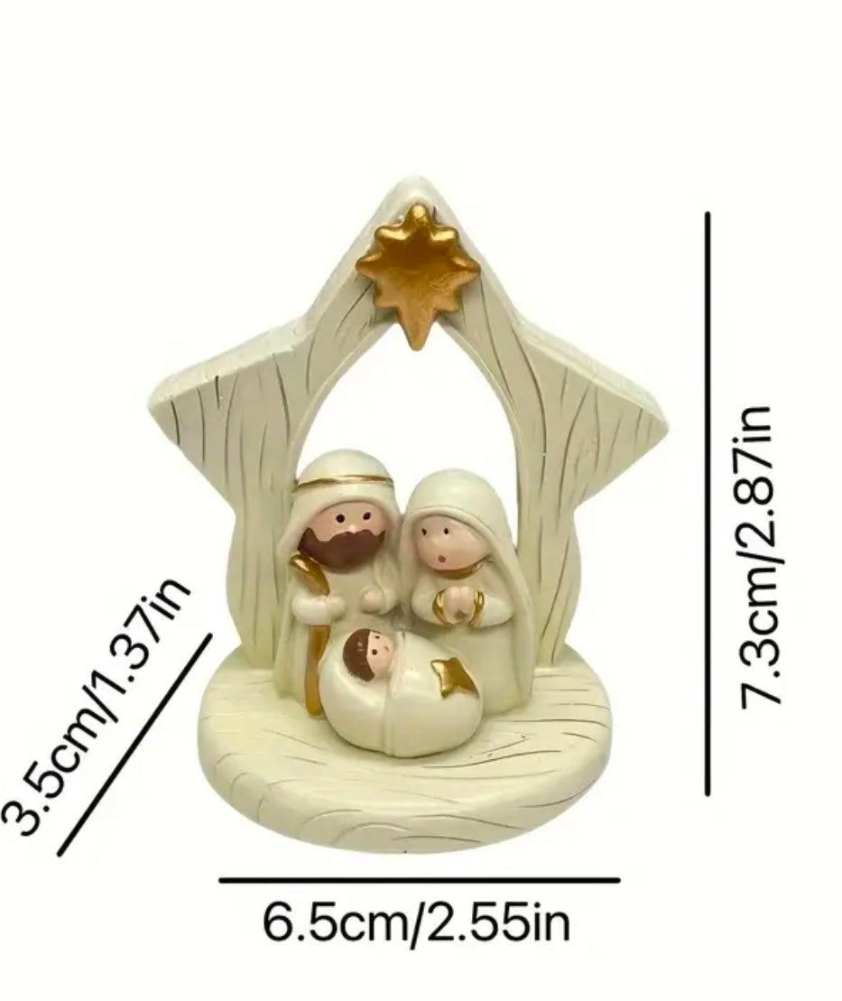 Wooden star Nativity scene