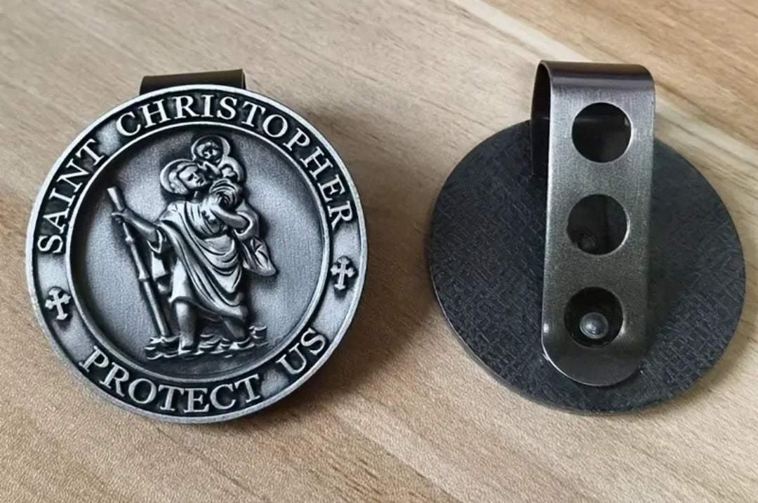 Saint Christopher Car Visor Clip – Travel Protection Medal For Safe Driving, Spiritual Gift For New Drivers