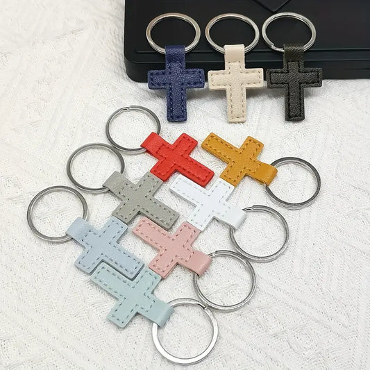 Keychain Cross faux leather