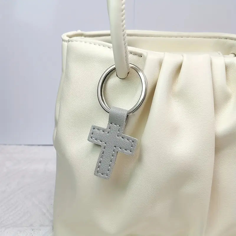 Keychain Cross faux leather