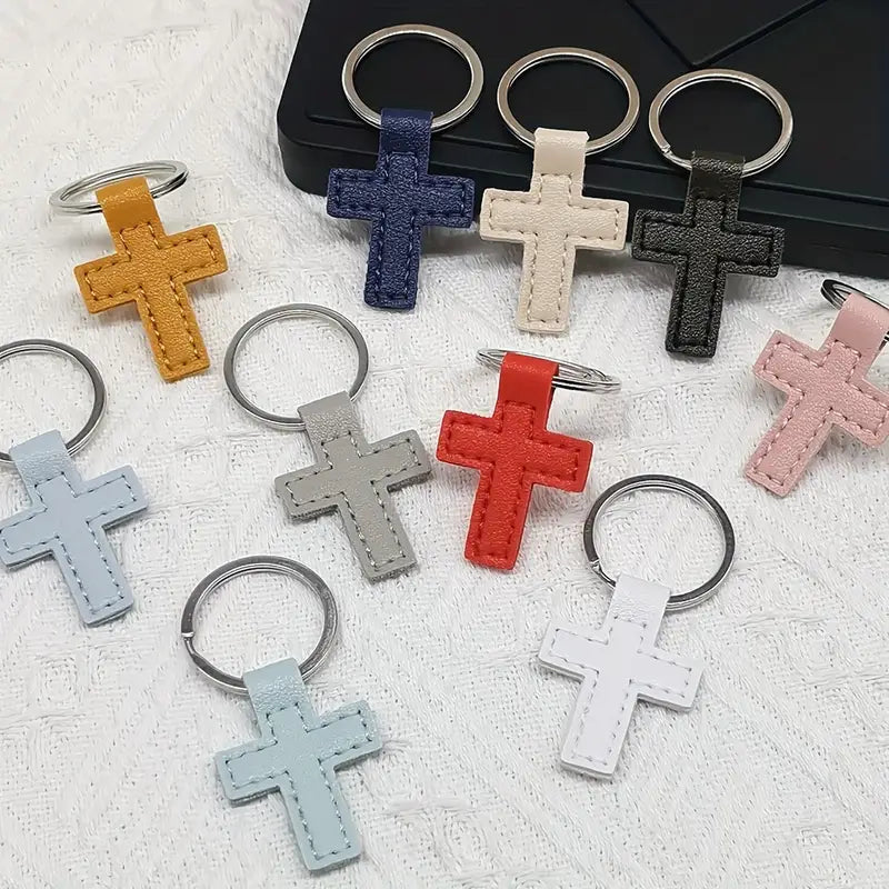 Keychain Cross faux leather