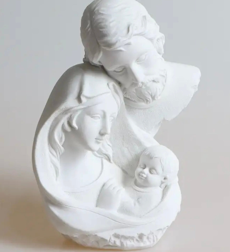 Sacred Family sculpture white marble